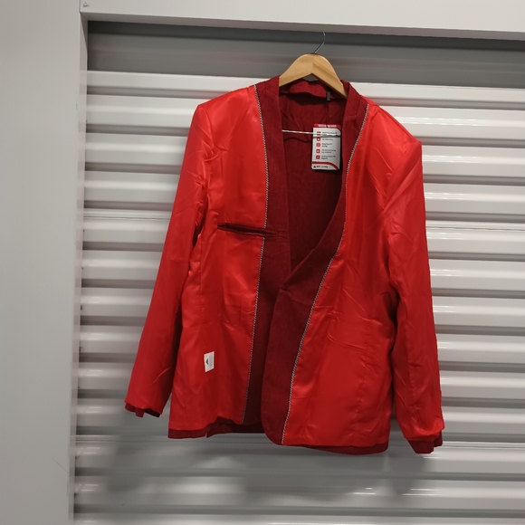 New Geek Lightning Red Single Button Dual Vent Blazer Sportcoat Size Large - Picture 2 of 14